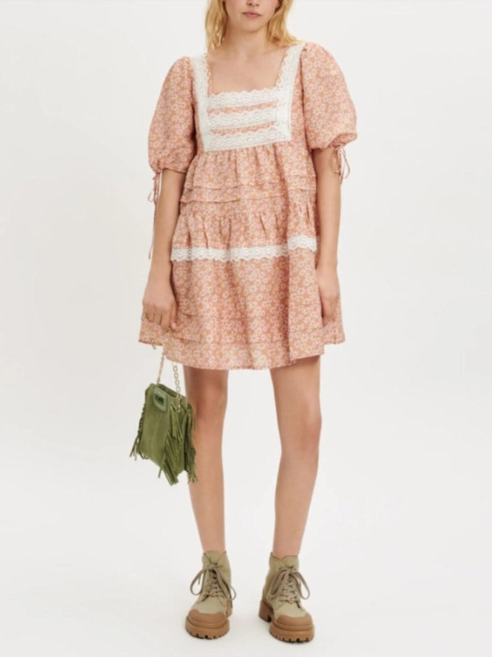 NWOT Maje floral printed lace braid dress